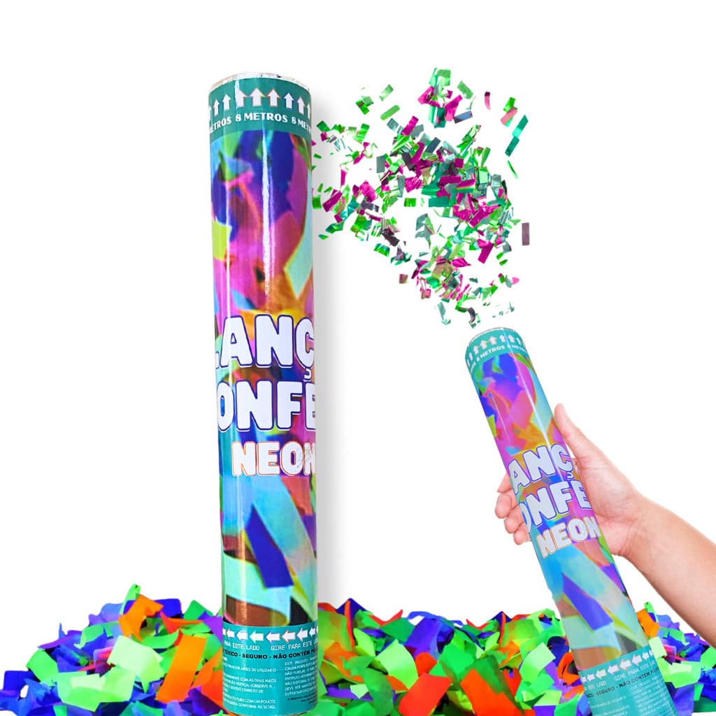 Lança Confete Festa Neon 8 Metros Brilha na luz Negra