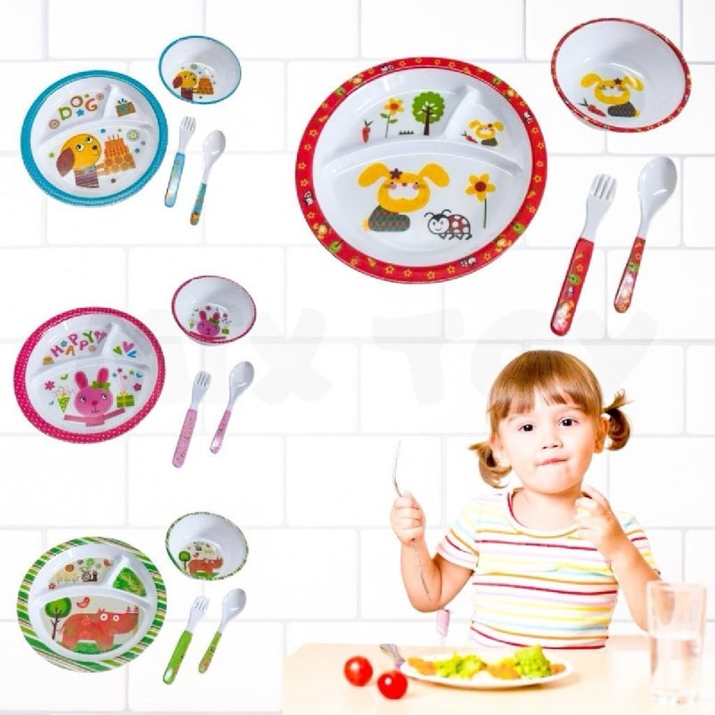 Kit Alimentação Papinha Infantil  Prato Tigela Colher 4 pçs