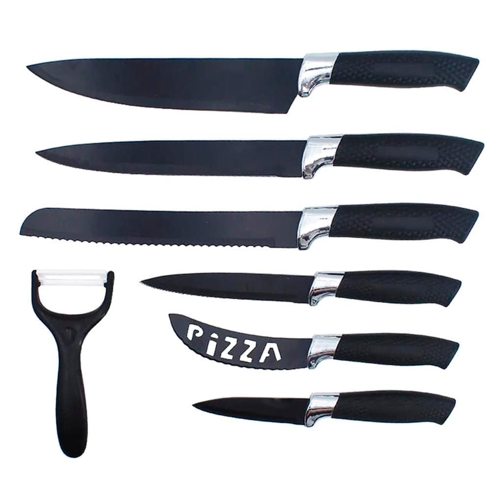 Conjunto de Facas Preto Cozinha Chefe 7 Peças
