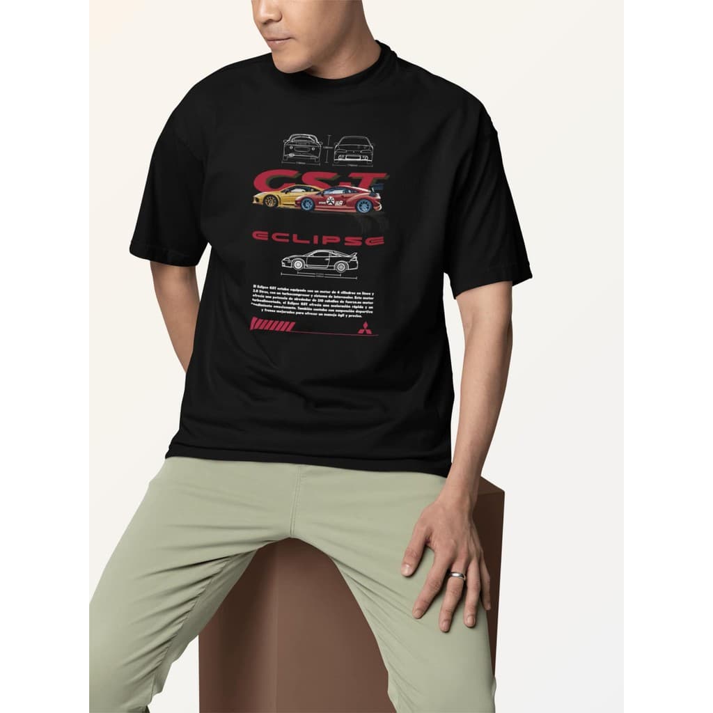 Camiseta Masculina Unissex 100% Algodão Blusa Streetwear Gola Redonda Com Estampa Grande - Mitsubishi Eclipse GS.T