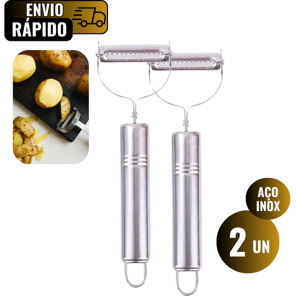 Conjunto 2 Descascador De Legume Aço Inox Premium Cabo Ergonómico Para Cozinheiros Restaurante Casas