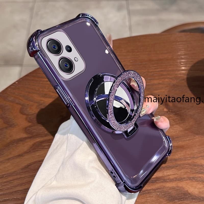 Capa para Realme 9 pro plus realme 9i realme 9 pro + capa de telefone transparente suporte de espelho magnético capa de