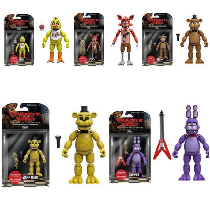 FNAF Figuras Freddy Bonnie Foxy Chica Fazbear Bonecos Fredbear Modelo Brinquedos