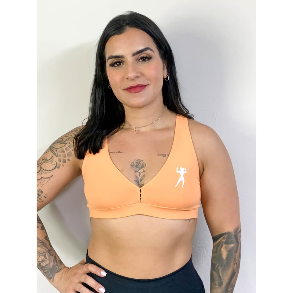 Top Sutiã Decotado Muscle Strong Laranja Force