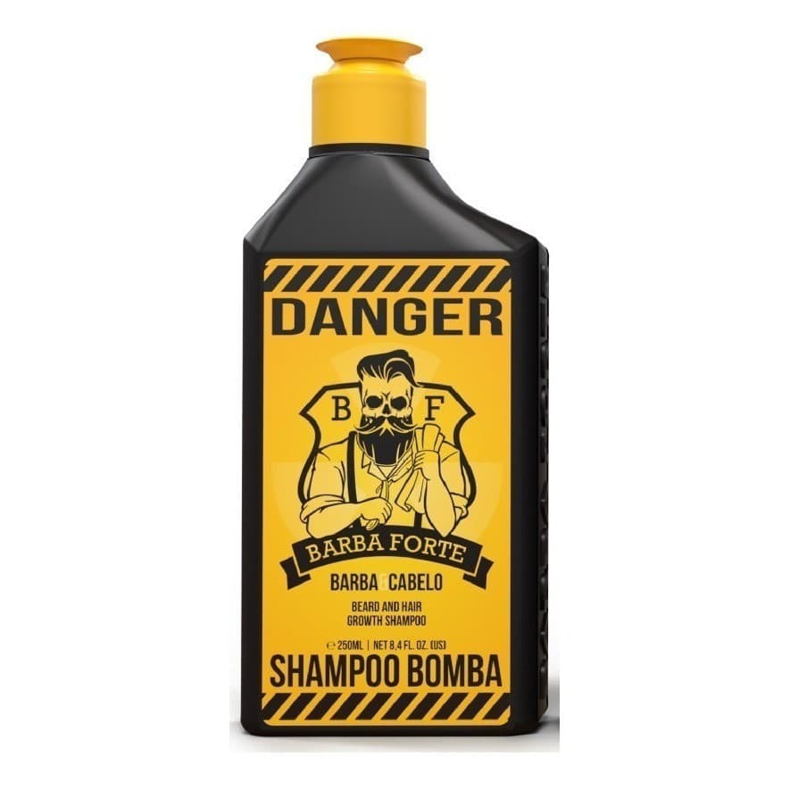 Shampoo Bomba Danger Barba Forte 250ml Barba e Cabelo Brilho Maciez