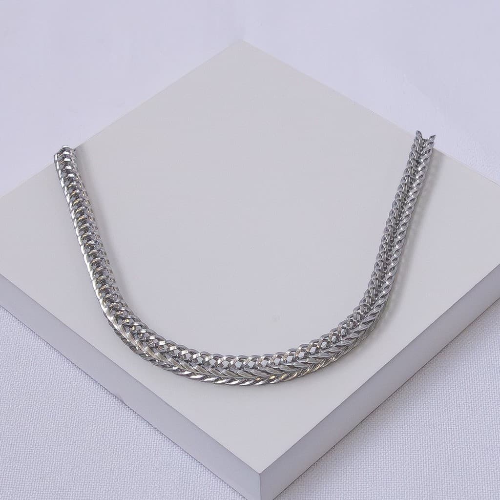 Corrente Aço Inox Prateado Elos Grumet Duplo