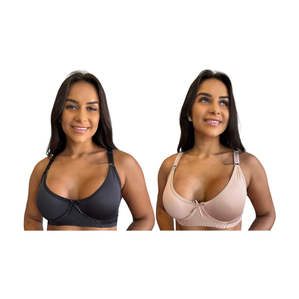 Kit 2 Sutiãs PLUS SIZE Feminino de Microfibra sem Bojo Soutien Reforçado Confortável s/ Aro Sutian Top Alça Sustentação