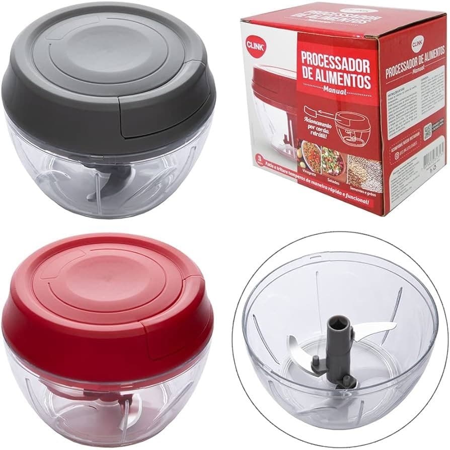 Processador Manual De Alimentos Triturador 3 Lâminas Clink