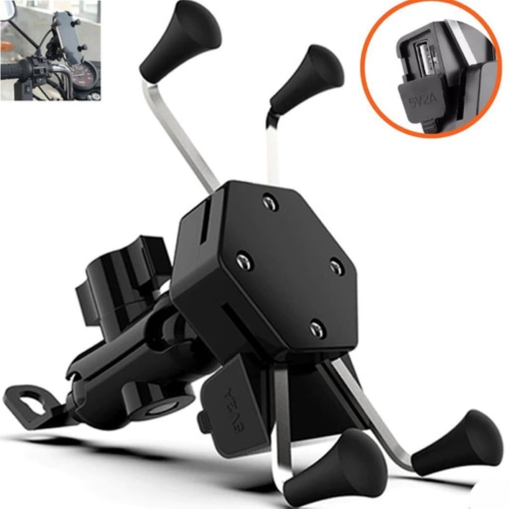 Suporte De Celular Para Moto Motocicleta com Carregador USB Articulado
