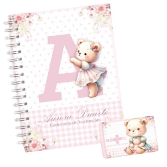 Caderneta de Vacina Capa dura - Personalizada -  Ursinha