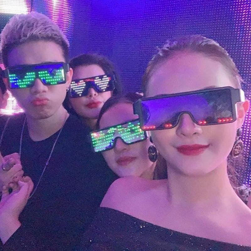 Óculos De Festa Led Party Idiomas Personalizados Carregamento USB Flashing Luminous Eyewear Concerto De Natal Sol Decor Light