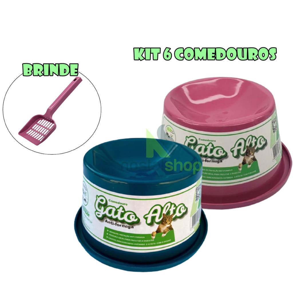 Kit 6 Comedouro para gato elevado + brinde