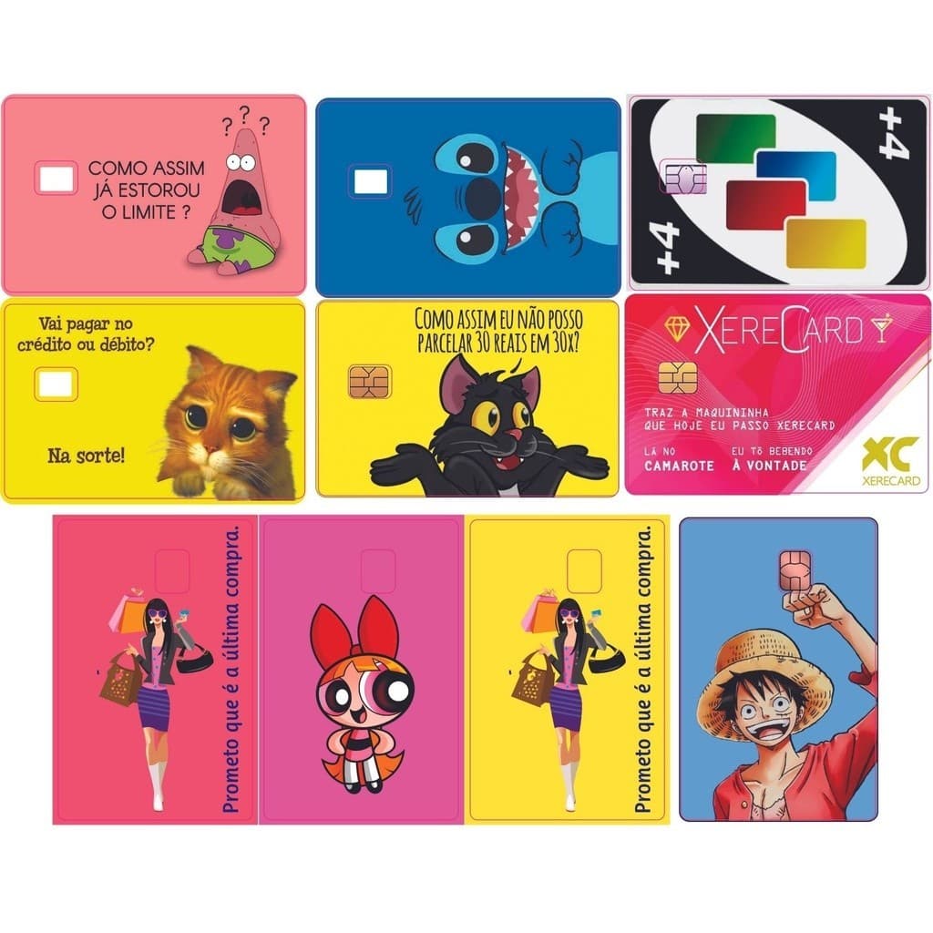 Kit com 10 Adesivos para Cartão Feminino De Menina SkinCard em Vinil Premium Rosa Resistente a Água