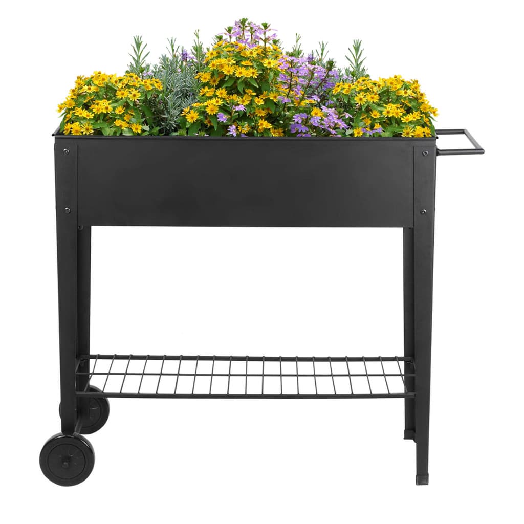 Suporte Metálico para Plantas com Rodinhas 95x40x80cm Preto