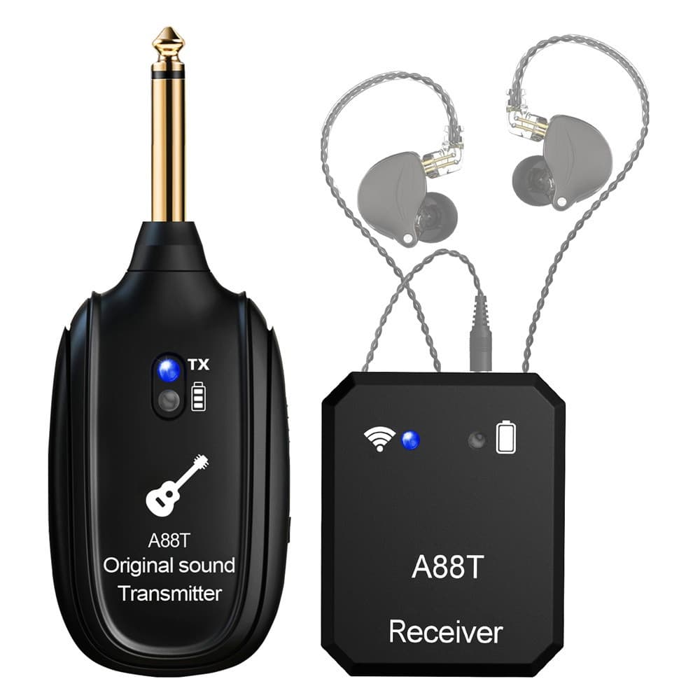 Sistema de monitor intra-auricular sem fio 2.4G com transmissor/receptor de encaixe, emparelhamento automático para guit