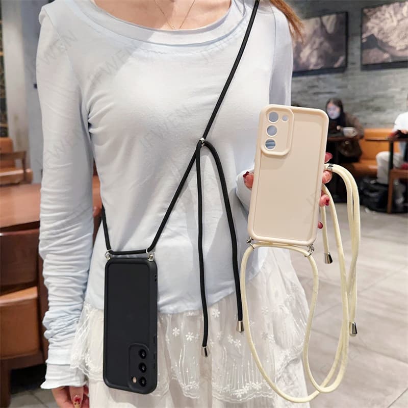 Crossbody Cordão Caso De Telefone Samsung Galaxy S26 S25 S24 S23 S22 S21 S20 FE Plus Nota 20 Ultra Silicone Macio TPU Ca