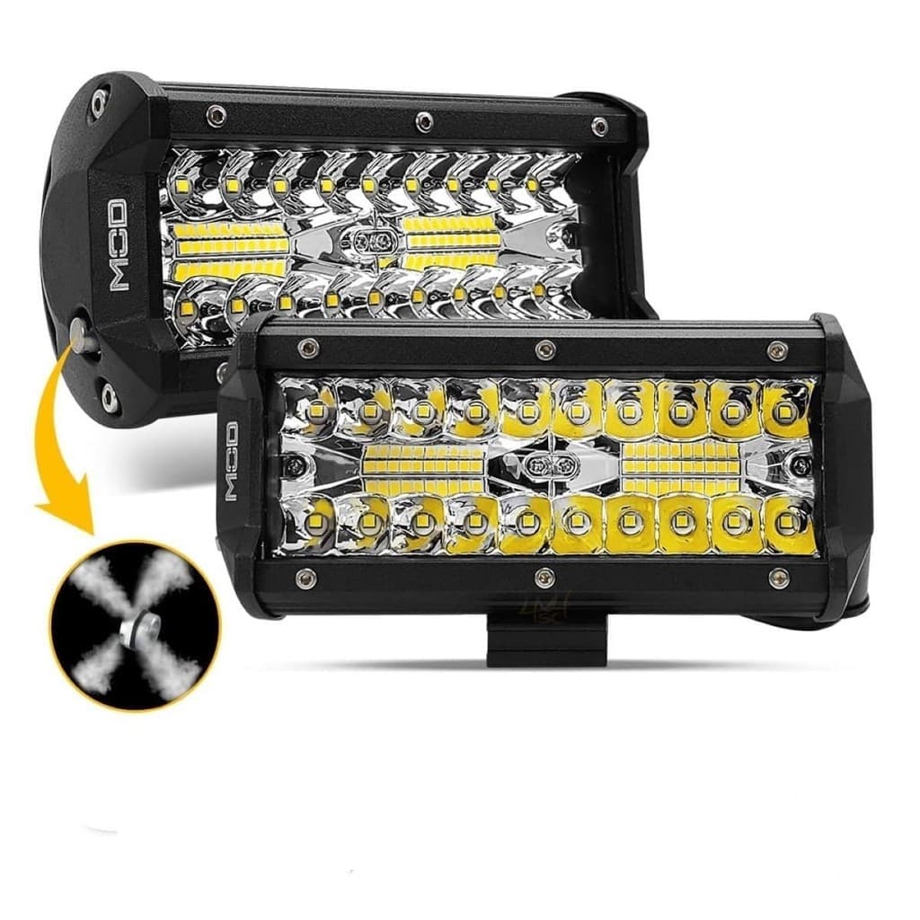 Par Barra LED Mod LEDs 120W 6500K Lente 8D Farol Milha Auxiliar Foco Spot e Flood 7pol