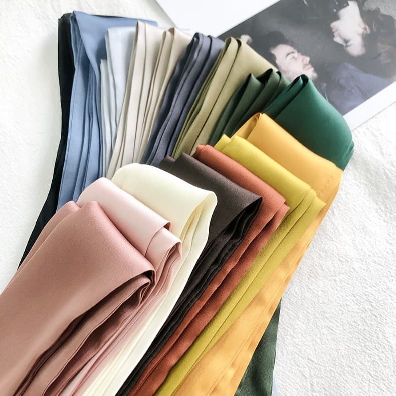 Lenço de Seda Extra Longo de 2m em Cor Sólida, Elegante Lenço de Pescoço Francês, Acessório de Laço para Vestido, Faixa