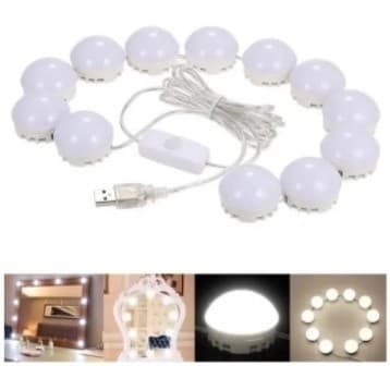 Luz Arandela Camarim 10 Lâmpadas Espelho Maquiagem Camarim Led Studio Led Auto Colante Oferta
