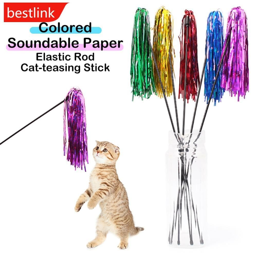BESTLINK Engraçado Brinquedo Do Gato Tocando Papel Reflexivo Teaser Varinha Gatinho Interativo Com Sino Pet Vara J4Y6