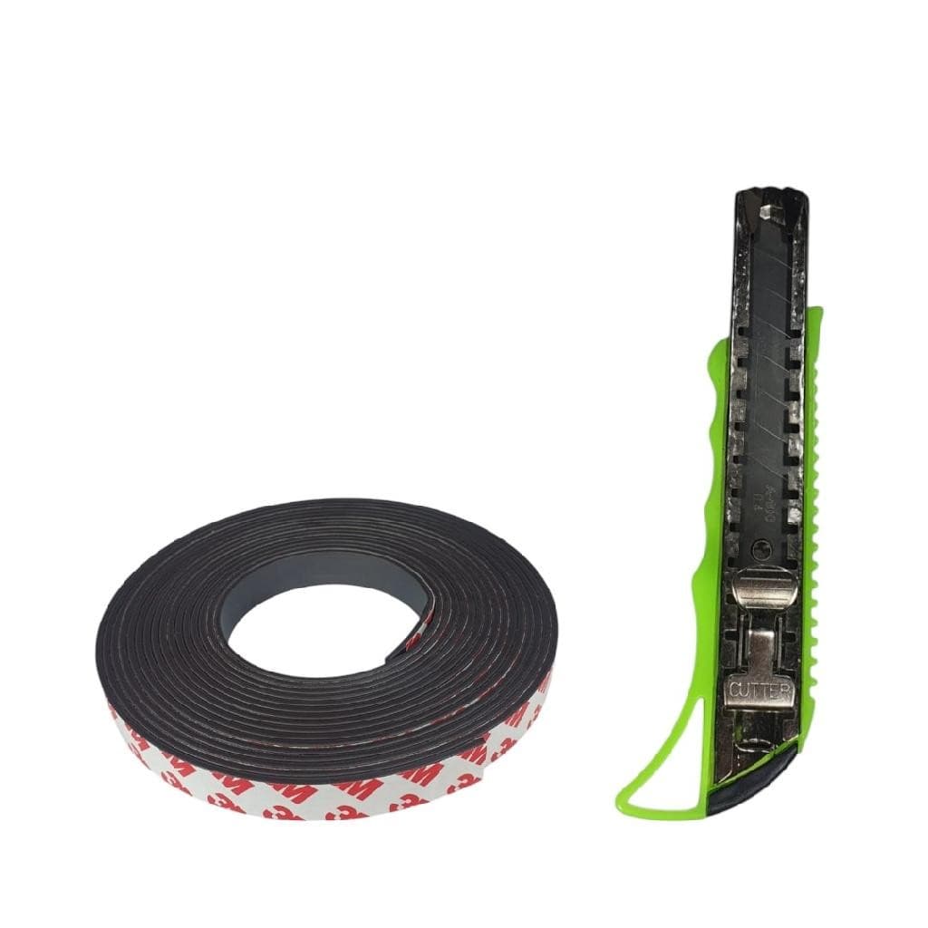 Estilete Corte Preciso 5m Imã Fita 9mmX2mm Colante Flexivel Magnético Tela Mosqueteira 2 Polos Foto