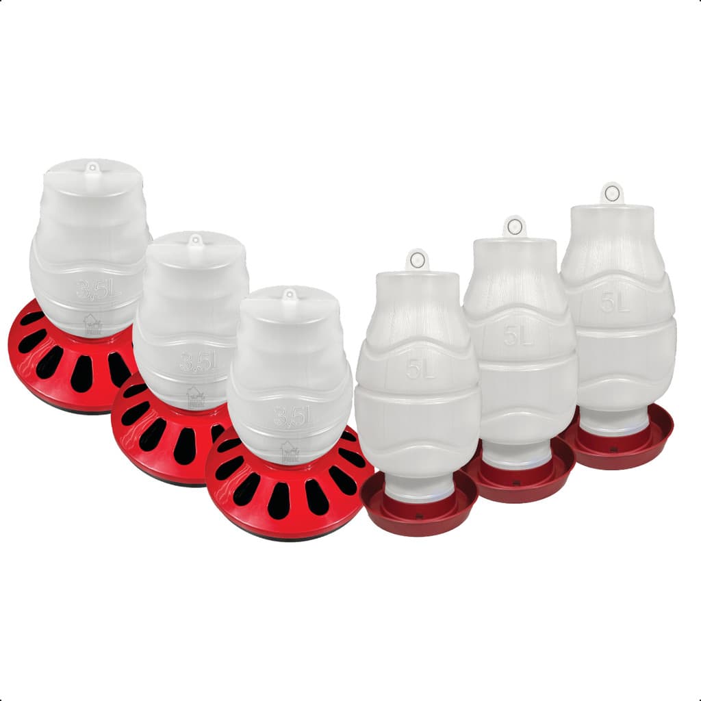 Kit 3 Comedouro 3,5L Aves 12 furos e 3 Bebedouro Rosca 5L