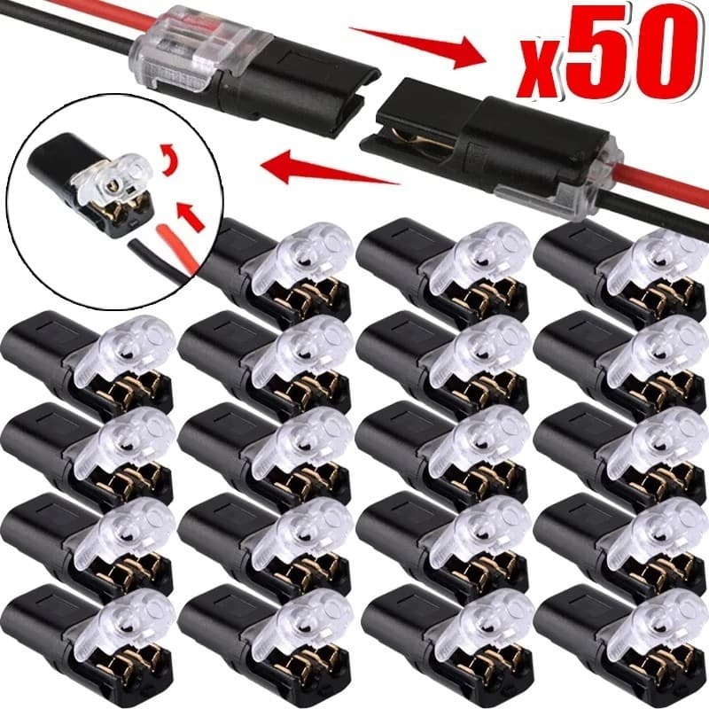 10-50pcs Conector Elétrico De 2 Pinos À Prova D'água Para Carro Automotivo Tiras