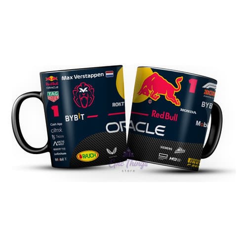 Caneca Formula 1 Red Bull Max Verstappen F1 Preta