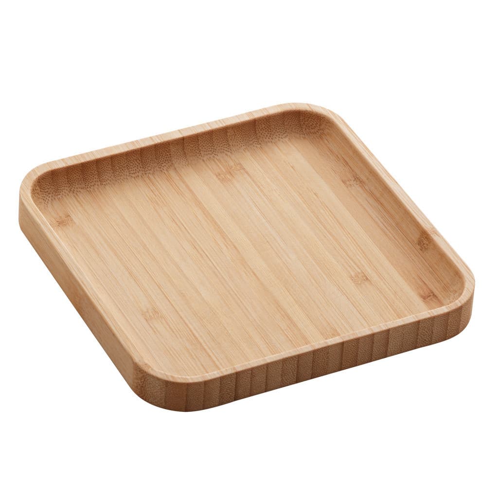 Bandeja de Bambu Square 17x17x1,5cm | Lyor | Tábua Petisqueira Servir Mesa Posta Decoração Quadrado Multiuso