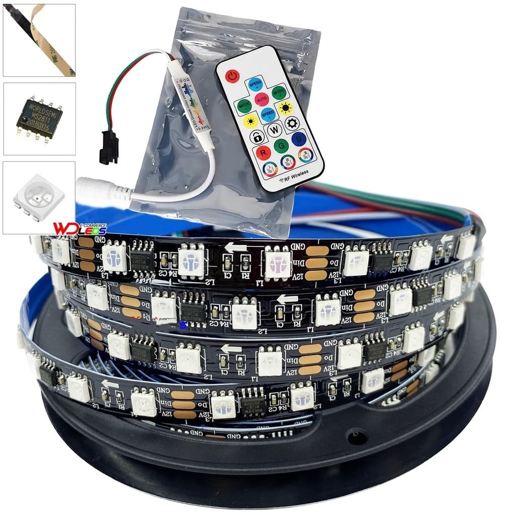 Fita Led Endereçável 5 Metros Ws2811 12v 300 Leds Ip20 Kit