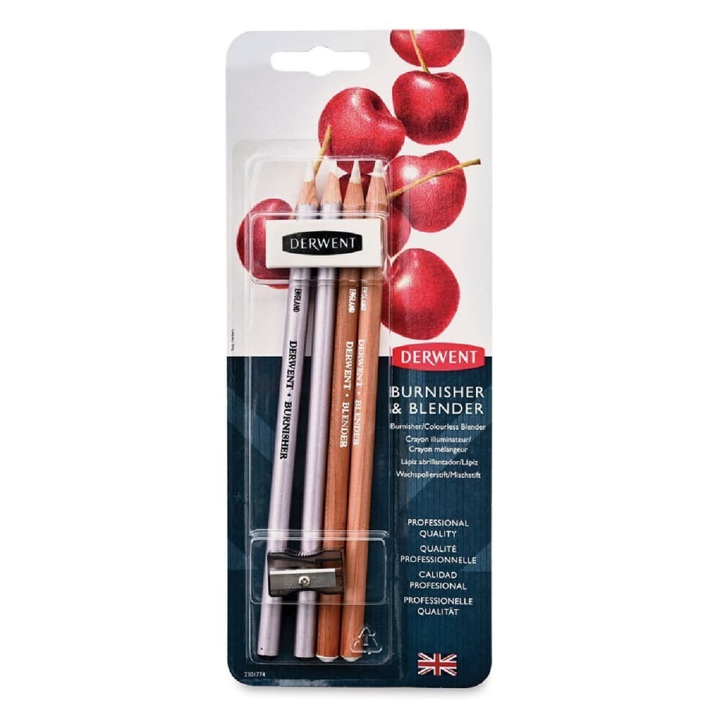 Lápis Derwent Burnisher e Blender - Conjunto de 6 Peças