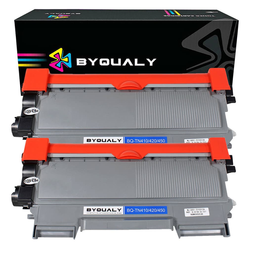 Kit 2x Toner Compatível TN450 TN420 TN410 ByQualy para MFC-7860dw HL-2270dw DCP-7065dn Preto 2.6K