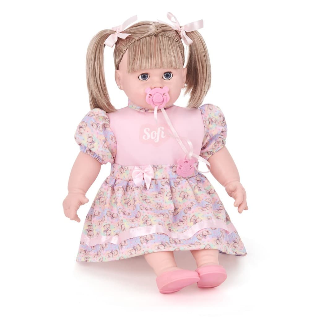 Boneca Sofi Fala 74 Frases 56cm Chupeta Brinquedo Menina