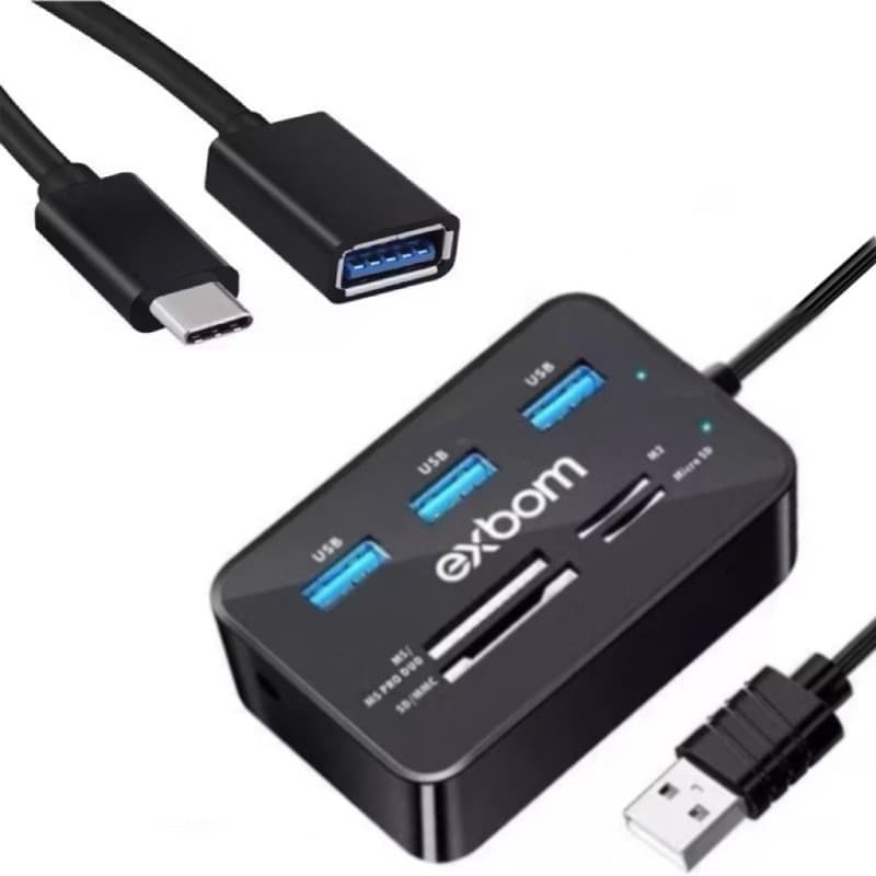 Combo 7 em 1 Hub com leitor de cartão + Cabo OTG Para Celura