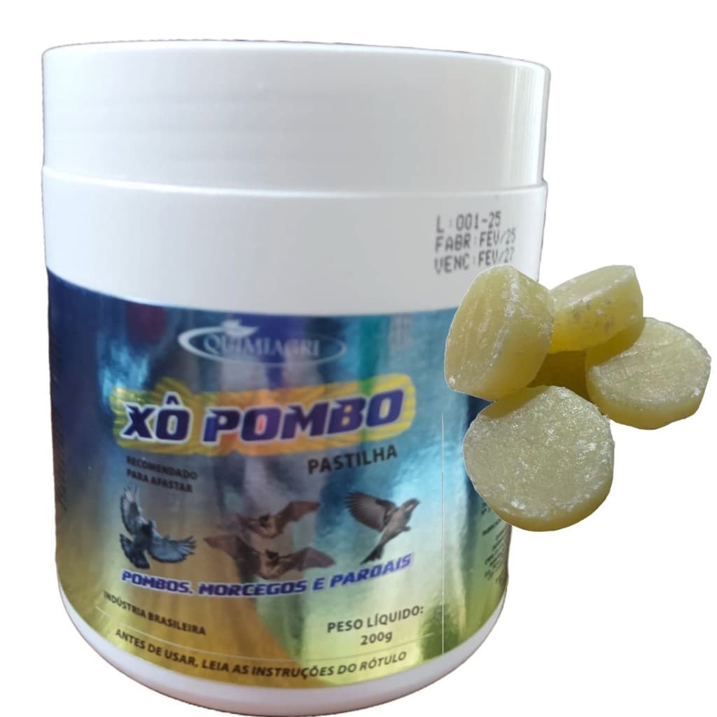 XO POMBO PASTILHA  AFASTA REPELE  PARDAIS MORCEGO 200G