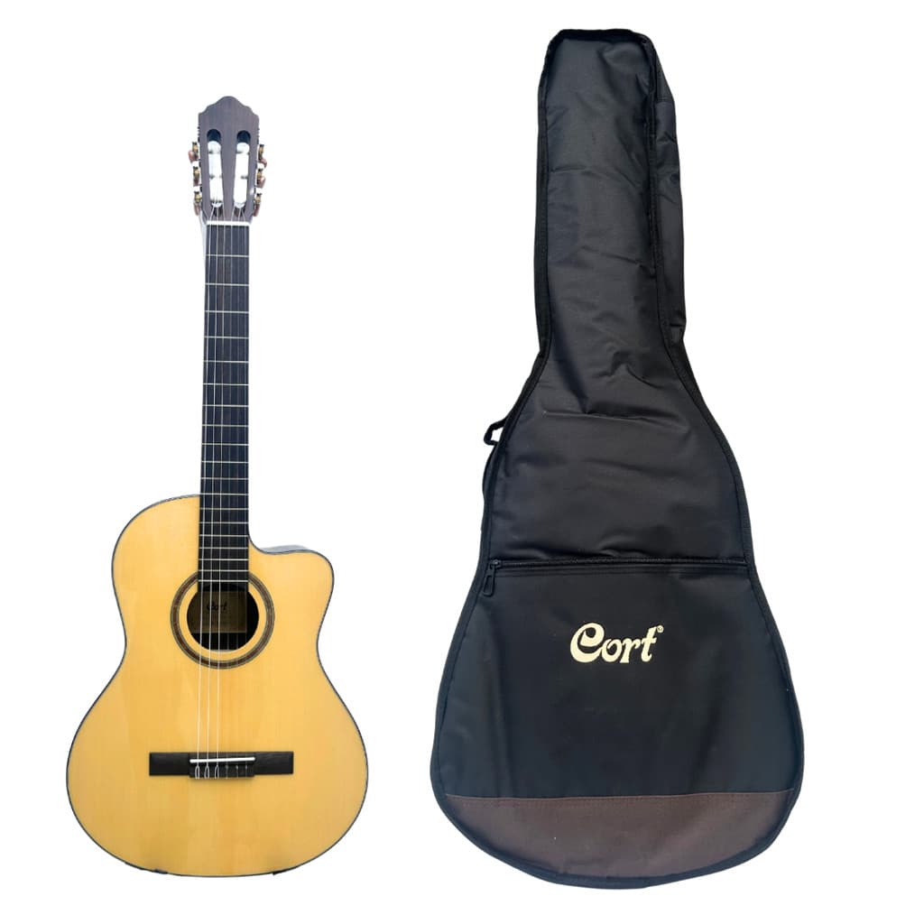 Cort Kit Capa e Violão Eletro Acústico 6 cordas Nylon AC 160CF NAT
