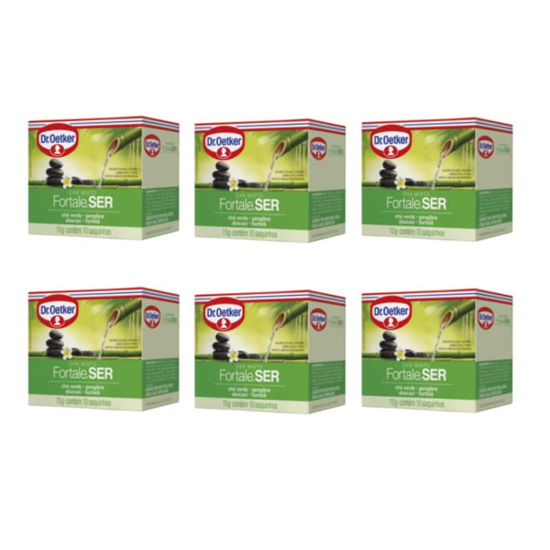 6un Chá Misto FORTALE.SER Verde, Gengibre, Abacaxi e Hortelã 10 saches - Dr. Oetker