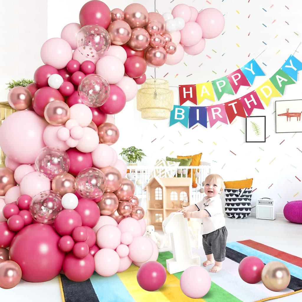 Balão Para Festas Kit 145peças Balões 5" 10" 18"Rosa bebê e magenta e Aniversários M1012-ROSA