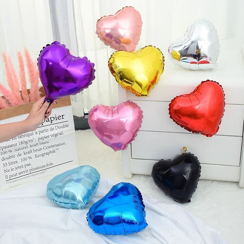 Kit 10, 20, 30, 50 Balão Coração Metalizado 22cm - Para Festas Comemorações