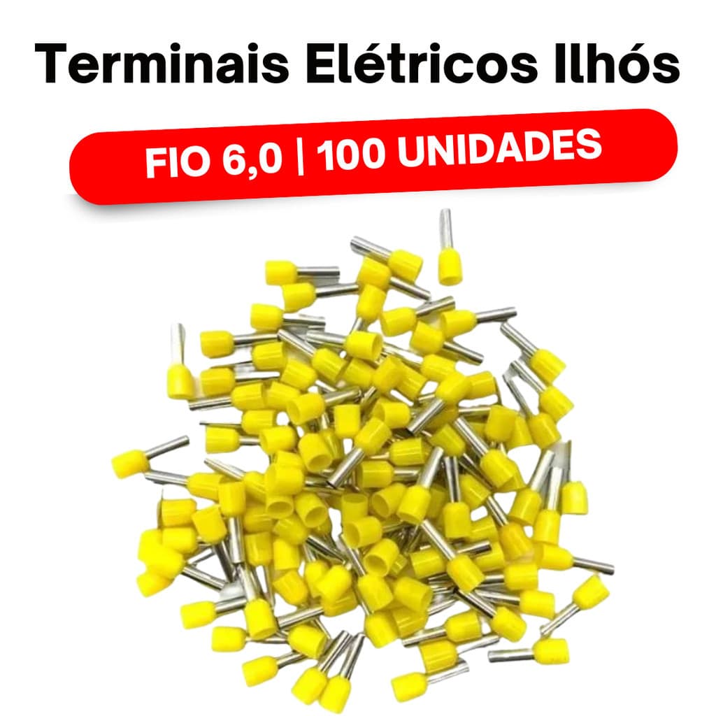 Terminais Elétricos Ilhós Tubular | 100 Pçs | 6,0mm