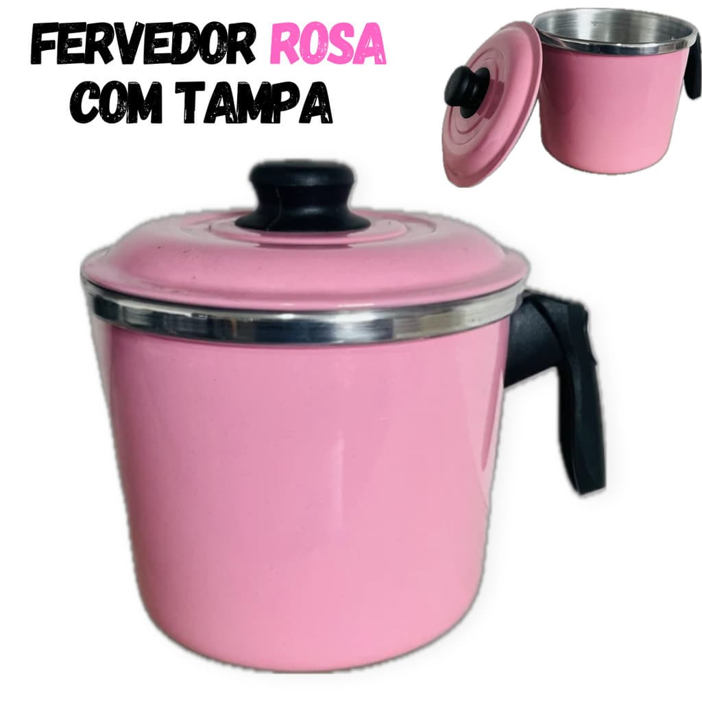 Leiteira Fervedor Canecão Em Aluminio Na Cor ROSA Com Tampa N12-14-16