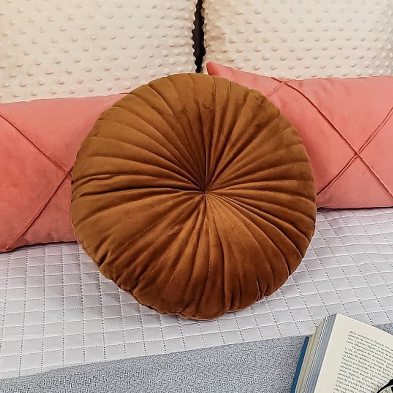 Almofada Redonda Veludo Premium Rendy Decorativa - Sala, Quarto - Almofada Cheia  Várias Cores
