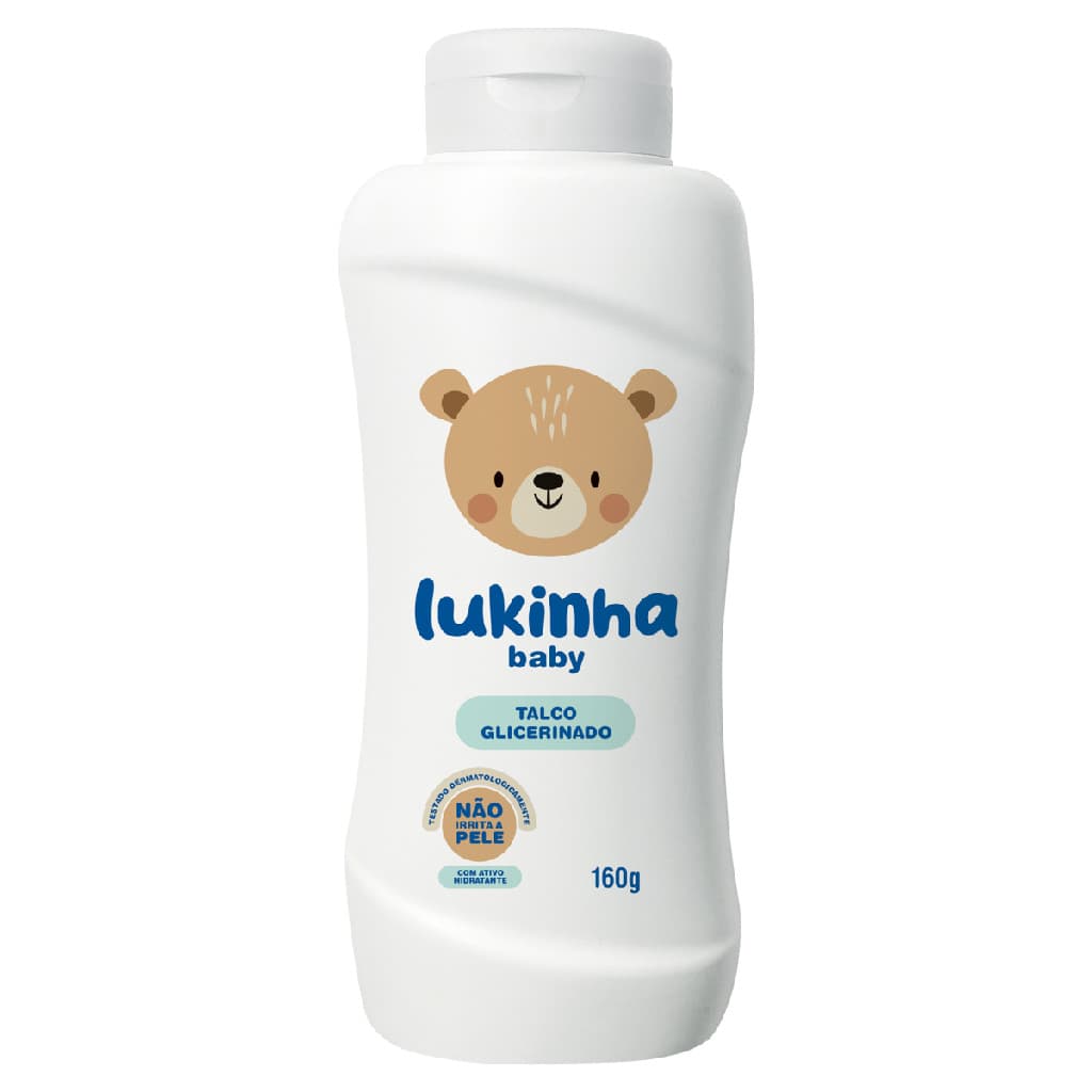 Talco Infantil Lukinha Baby Glicerinado 160g Frasco