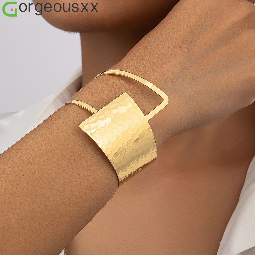 Exagerado Bangle De Abertura Ampla Para Mulheres Pulseiras De Temperamento Minimalista Acessórios Jóias