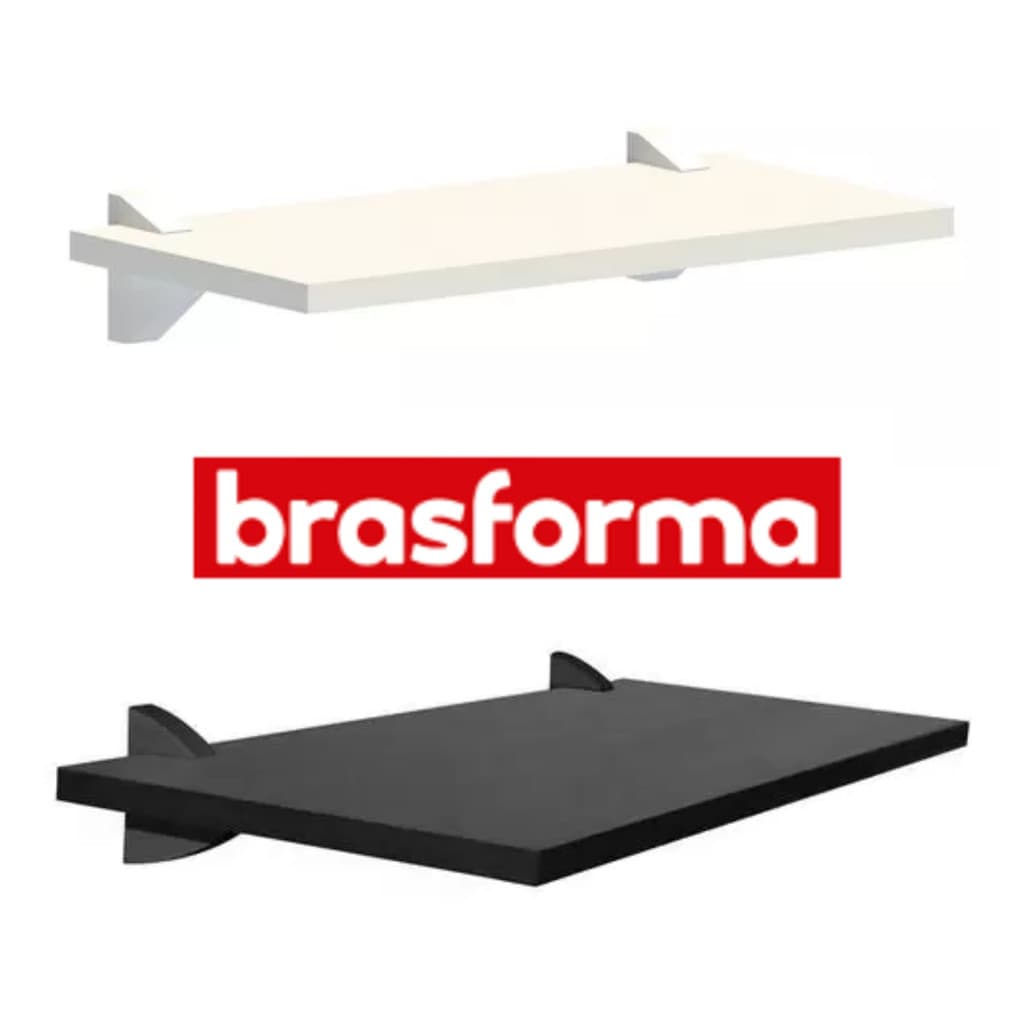 Prateleira em MDP com Suporte Em Abs 60x20, 60x30, 90x30 Brasforma