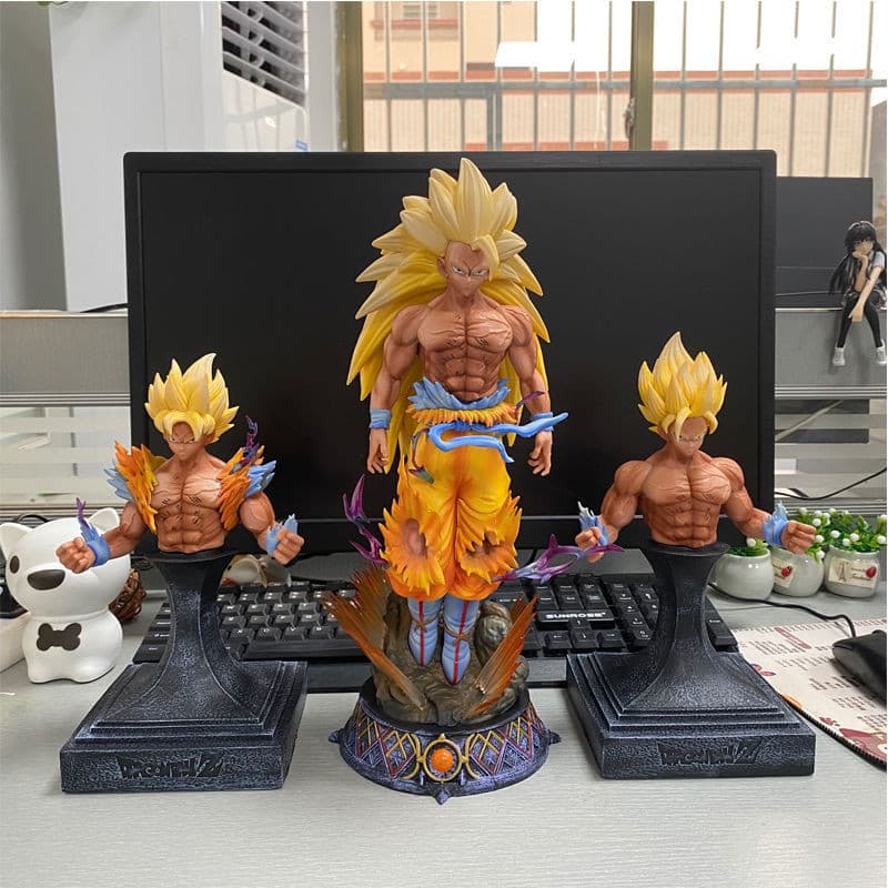 Estoque pronto Dragon Ball GK Super Saiyan Super Two Super Três Forma Primeiro Super Goku 1: 6 Figura Modelo Enfeites