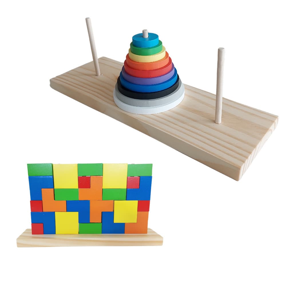kit 2 Jogos Torre de Hanói e Tetris Vertical