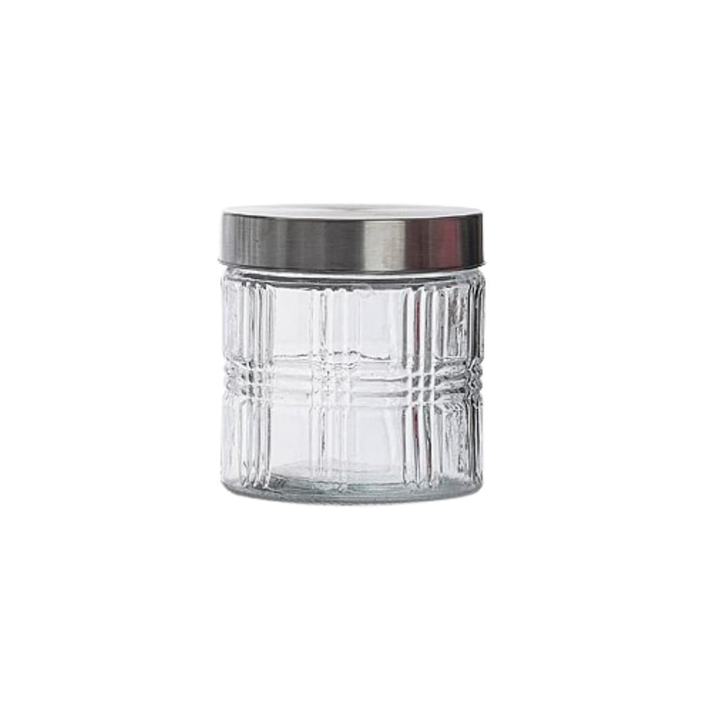 Pote Porta Mantimento Vidro Redondo Tampa Inox Elegance 860ml Cozinha Premium Armazenar - Le Bianco