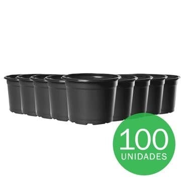 Kit Pote Vaso Plástico Flexível Tipo Holambra NP 11 Preto Nutriplan - 100 Unidades Liso Orquídeas