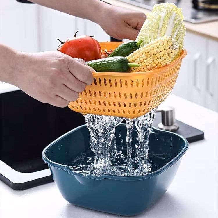 Kit 6 Pcs De Cesta 2 em 1 Escorredor De Pia Drenagem Multifuncional para Lavar Frutas e Verdura